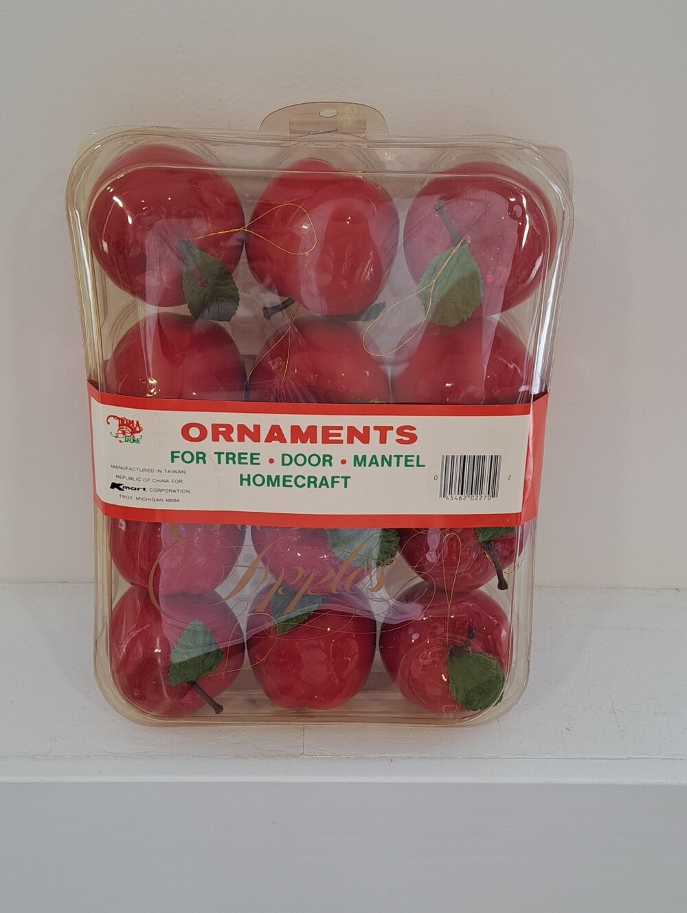 Vtg. 80s Kmart Apple Grannycore Cottagecore Christmas Fairycore Ornaments 12 Pc.